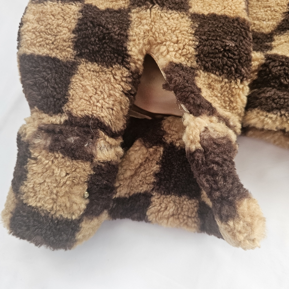 Lulus On My Checklist Tan and Brown Checkered Cropped Teddy Jacket - Picture 7 of 15